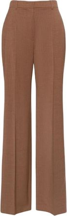 Max Mara Klassieke Pantalons met Plooi - Dames - Wijde Broeken - Bruin - S - Wol - Broeken
