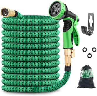 OEM Manguera De Jard&iacute;n Extensible De 15 M - Manguera De Agua Ajustable Con Adaptadores De 1/2 Y 3/4 (19 Mm Y 13 Mm), 9 Modos De Riego, L&aacute;tex Duradero De T