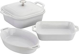 Staub Ceramic 4-pc Baking Pans Set, Casserole Dish with Lid, Brownie Pan