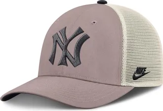 Nike New York Yankees Cooperstown Rise Nike Mens MLB Adjustable Trucker Hat in Brown | NB1L0M6HN27-L4S