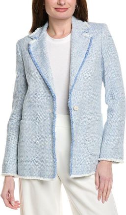 Eleventy One-Button Frayed Linen-Blend Blazer