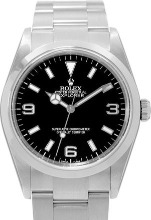 Rolex Pre-owned Rolex Explorer 36 Automatic Chronometer Black Dial Mens Watch 114270 BKSO