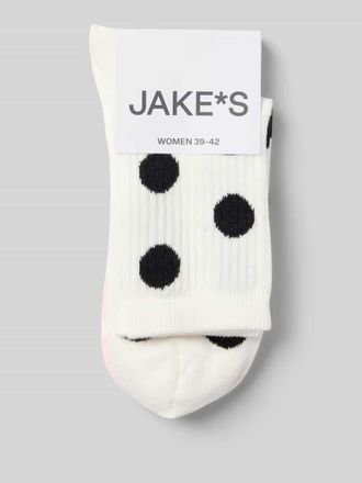Jake*s Casual Socken im Allover-Look im 2er-Pack in Weiss, Gr&ouml;&szlig;e 35-38