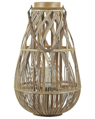 Beliani Lanterna In Legno Chiaro 56 Cm Tonga