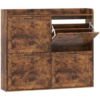 HOMCOM Mueble zapatero 120x24x103 cm marr&oacute;n r&uacute;stico