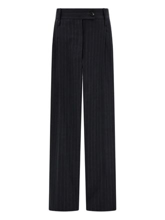 Ferragamo pinstripe pleated trousers - women - Virgin Wool - 38 - Grey