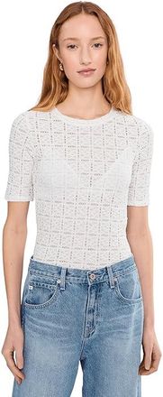 Sanctuary Pucker Half T-Shirts Womens Clothing Chalk : LG (US 10-12), Cotton/Nylon/Spandex