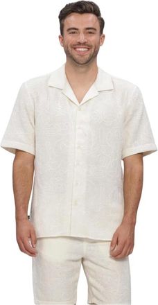 Butcher of Blue Overhemden, Heren, Beige, M, Katoen, Alex Resort Embro Shirt SS