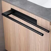 OEM Toallero Autoadhesivo De Acero Inoxidable 304, No Requiere Taladrar, Negro, Doble, 39 Cm - Crezuo