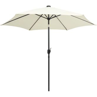 vidaXL Sombrilla De Jard&iacute;n Luces Led Palo Aluminio Blanco Arena 300 Cm Vidaxl