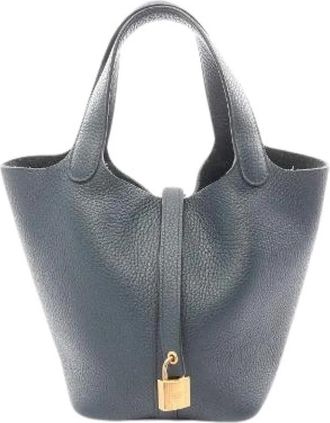 Herm&egrave;s Pre-owned Picotin Lock PM Taurillon Clemence Handbag - Dames - Vintage Tas - Groen - ONE Size - Leer - Vintage