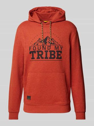 Camel Active Hoodie mit Label-Patch in Rot, Gr&ouml;&szlig;e S