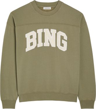 Anine Bing Trenton Logo-appliqu&eacute;d Cotton Sweatshirt - Green - S (UK8-10 / S)