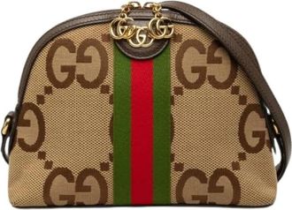 Gucci Pre-owned Ophidia Jumbo GG Canvas Shoulder Bag - Dames - Vintage Schoudertas - Bruin - ONE Size - Leer - Vintage