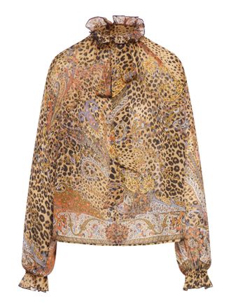 Etro SILK CHIFFON BLOUSE WITH SCARF AND ANIMAL PAISLEY PATTERN - Etro - Woman