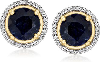 Ross-Simons Sapphire and. Diamond Earrings in 18kt Gold Over Sterling