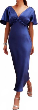 Fifteen Twenty Shailene Flutter Sleeve Dress In Deep Blue