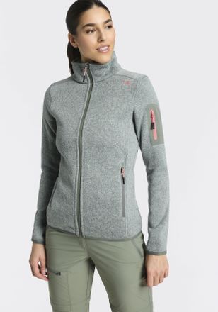 F.lli Campagnolo Strickfleecejacke CMP KNITTED MELANGE FLEECE WOMAN JACKET, Damen, Gr. 34, avocado, pist, Strick, Obermaterial: 100% Polyester, normal, eingefasste Kan