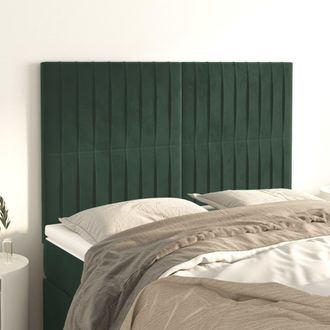 vidaXL Cabeceros 4 Unidades Terciopelo Verde Oscuro 72x5x78/88 Cm Vidaxl