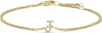 House of Brilliance 10K Gold Diamond Accent A-Z Initial Charm and Link Bracelet in Yellow | J at Nordstrom