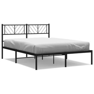 Berkfield Home Metal Bed Frame with Headboard Black 140x200 cm