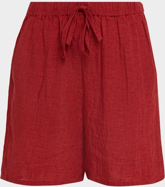 Eileen Fisher Striped Organic Linen Walking Shorts