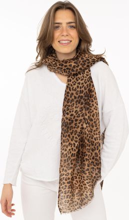 Zwillingsherz Schal ZWILLINGSHERZ Print Leo, Damen, braun, Web, Obermaterial: 100% Polyester, Modet&uuml;cher Schal, Leomuster, Fransen an den Enden