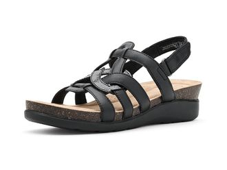 Clarks Calenne Gracie Womens Wedge Shoes Black Combi Coated Leather : 9.5 B - Medium