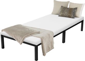 ML Design Ml-design - Cama De Estructura Metalica Negra 90x200 Cm Sobre Marco De Acero Inoxidable Con Colch&oacute;n De Espuma Fr&iacute;a 10cm De Altura Con Certificaci&oacute;n Oe