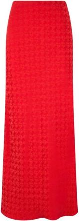 Roberto Cavalli Lange Rok met Jacquard Monogramprint - Dames - Maxi Rokken - Rood - M - Rokken