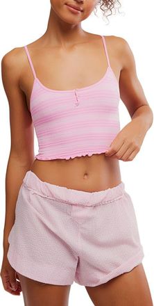 Free People Snap Into It Crop Pajama Henley Tank in Neon Gumdrops at Nordstrom, Size X-Small