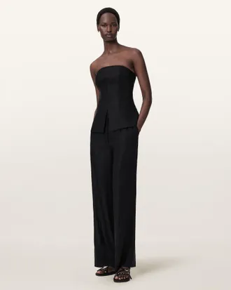 AllSaints Charley Bodycon Fit Linen Blend Bodice