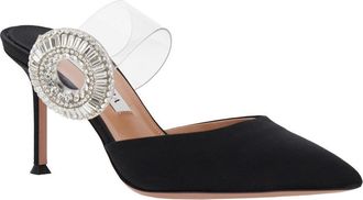 Aquazzura Womens Black Slingback Mules With Crystals Calf