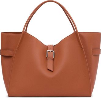 Mango Maxi Leather Shopper Bag in Orange at Nordstrom