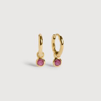 Monica Vinader Gold July Birthstone Huggie Earrings Ruby