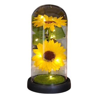 OEM Glass Sunflower - Preserved Sunflower In Glass With Led Lights - Home Decoration Ornament - Romantic Gift - 1 Piece
