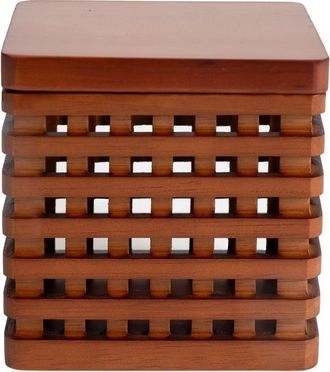 Kassatex Osaka Acacia Wood Cotton Holder in Medium Brown at Nordstrom