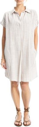 Max Studio Collared Pinstripe Dress in Off White/Beige Stripe at Nordstrom Rack, Size X-Large