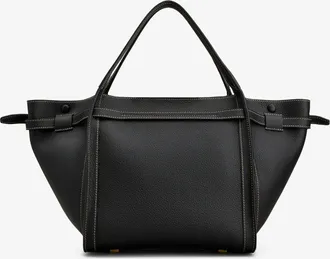 Tod's Womens Tote Bag Hammered Leather Black