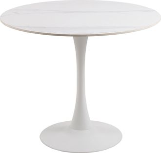 Furniture To Go Malta Ceramic Round Dining Table in White 90x75cm
