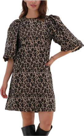 Co'Couture Mini-jurk met dierenprint - Dames - Korte kleedjes - Bruin - S - Polyester - Kleedjes