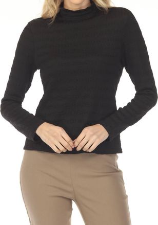 Joseph Ribkoff Textured Knit Mockneck Fitted Top In Black