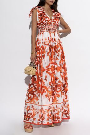 Dolce & Gabbana Dress With Majolica Print, Womens, Red