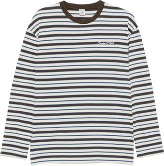 Sporty & Rich Striped-pattern Logo-embroidered T-shirt