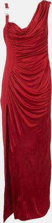 Versace Red Jersey & Crepe Medusa 95 Draped Gown