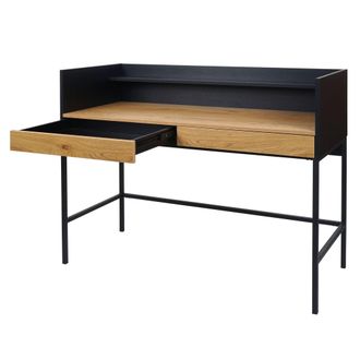 Hhg Hhg - Escritorio 234, Mesa De Oficina Mesa De Ordenador Escritorio De Trabajo, Caj&oacute;n 120x50cm Madera Metal, Aspecto Roble