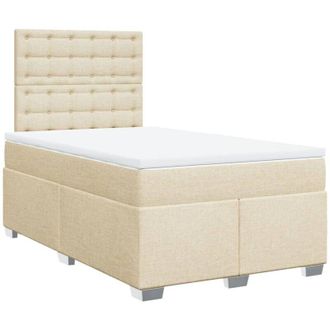 vidaXL Cama Box Spring Con Colch&oacute;n Tela Color Crema 120x200 Cm Vidaxl