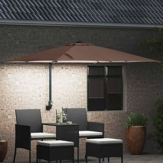 Berkfield Home Traditional Garden Parasol Taupe 248, 5 x 247, 5 x 119 cm Fabric