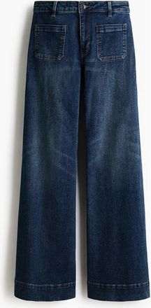 H&M Wide High Waist Jeans in Navy Denim Blue at Nordstrom, Size 18