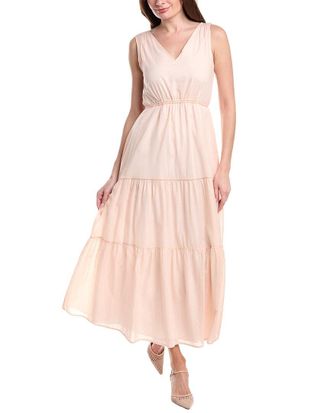 PESERICO Tiered Tie Waist Midi Dress